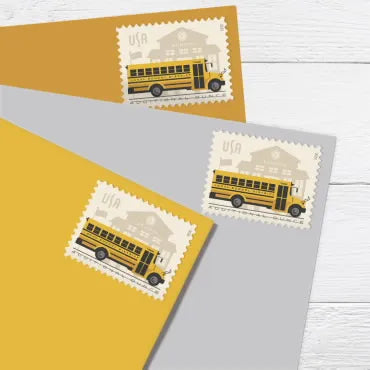 2023 School Bus Forever First Class Postage Stamps