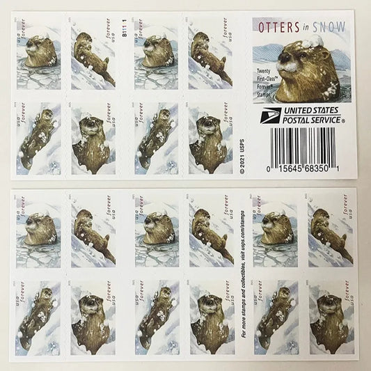 2021 Otters In Snow Forever First Class Postage Stamps