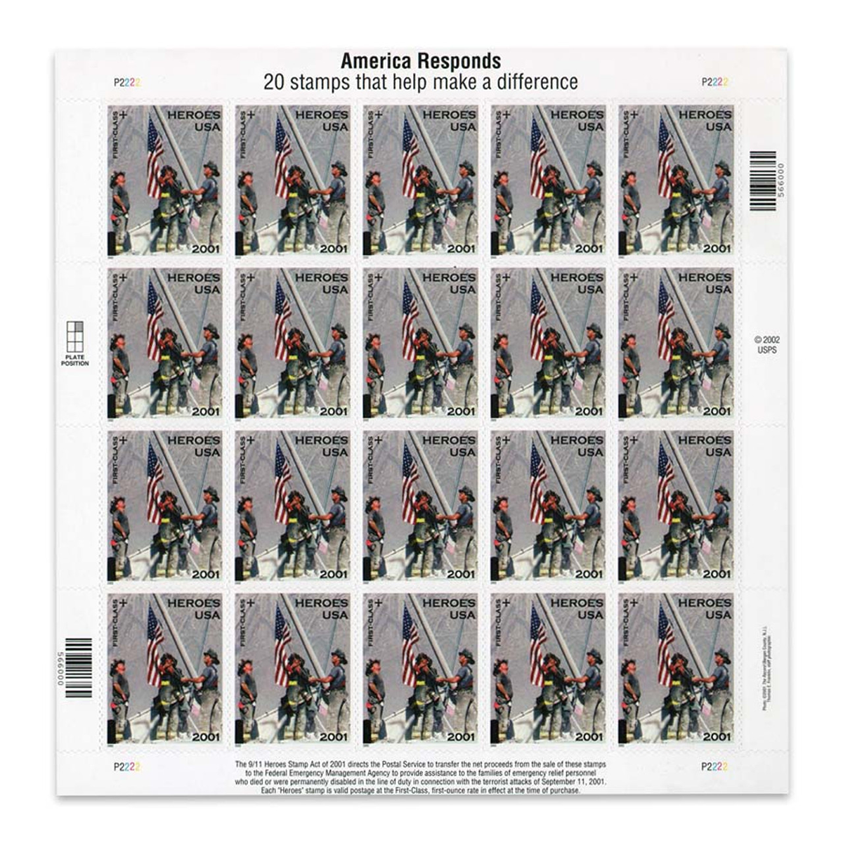 2001 US America Responds  First Class Postage Stamps