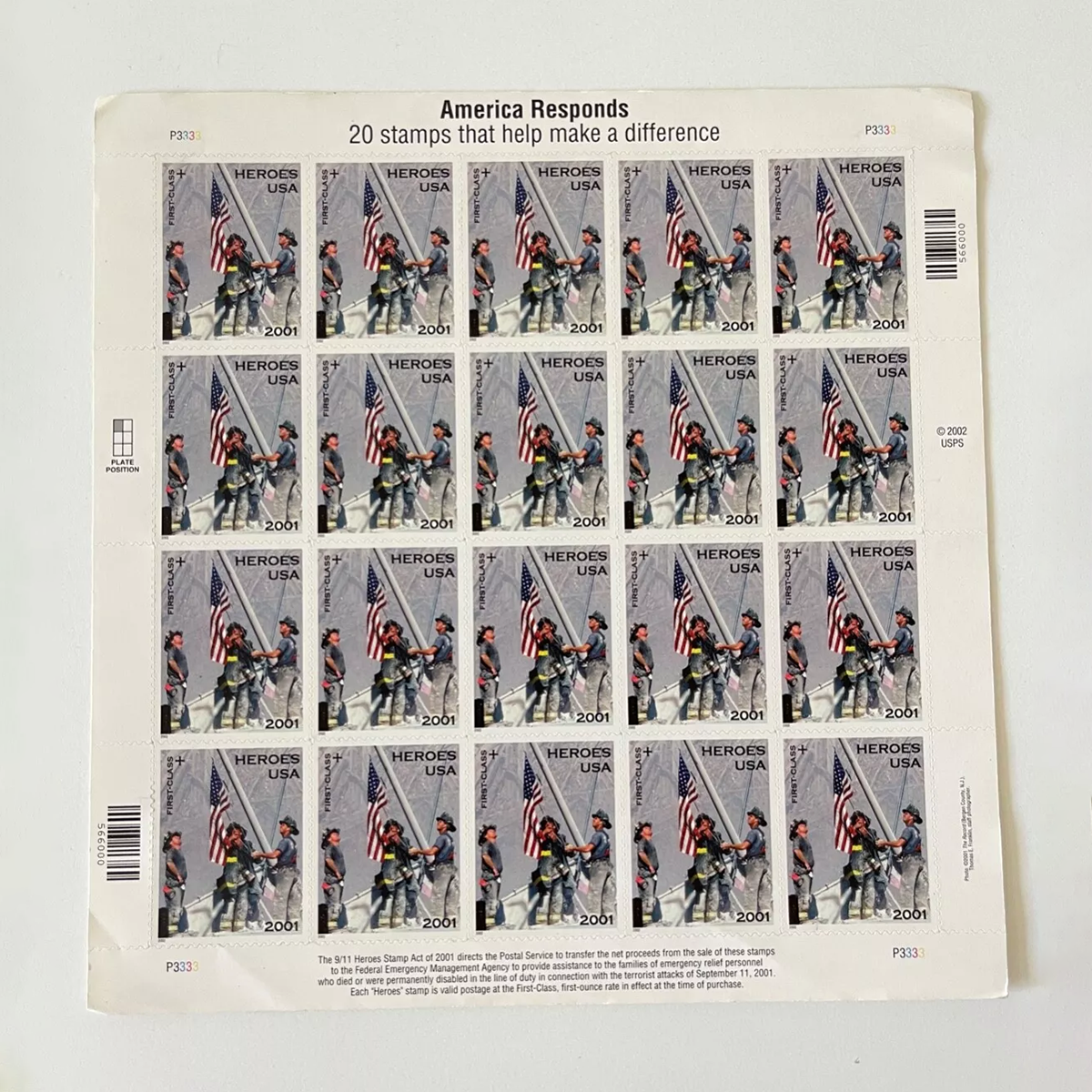 2001 US America Responds  First Class Postage Stamps